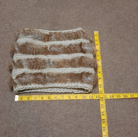 Genuine Rabbit Fur Small Scarf Brown - Picture 4 of 6